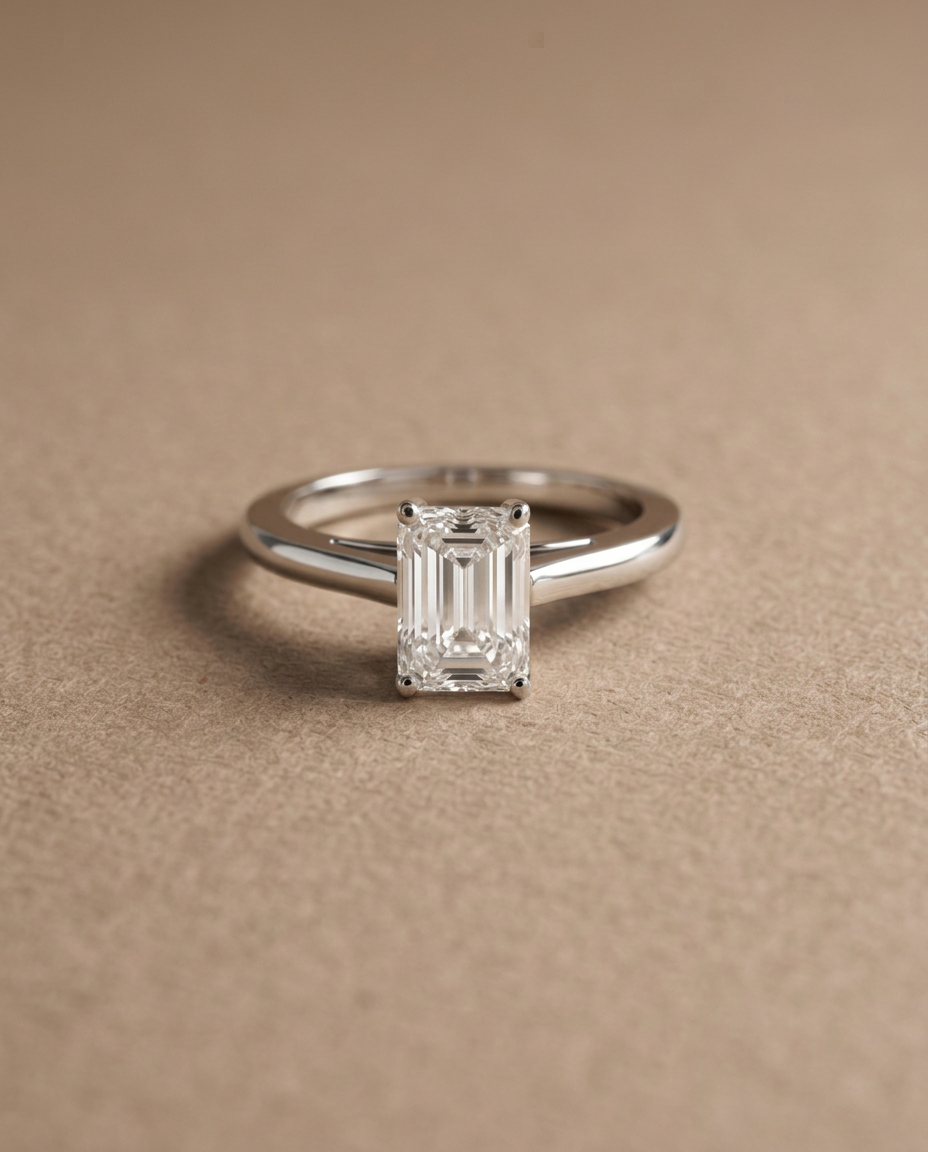 Eternity Emerald Cut Engagement Ring