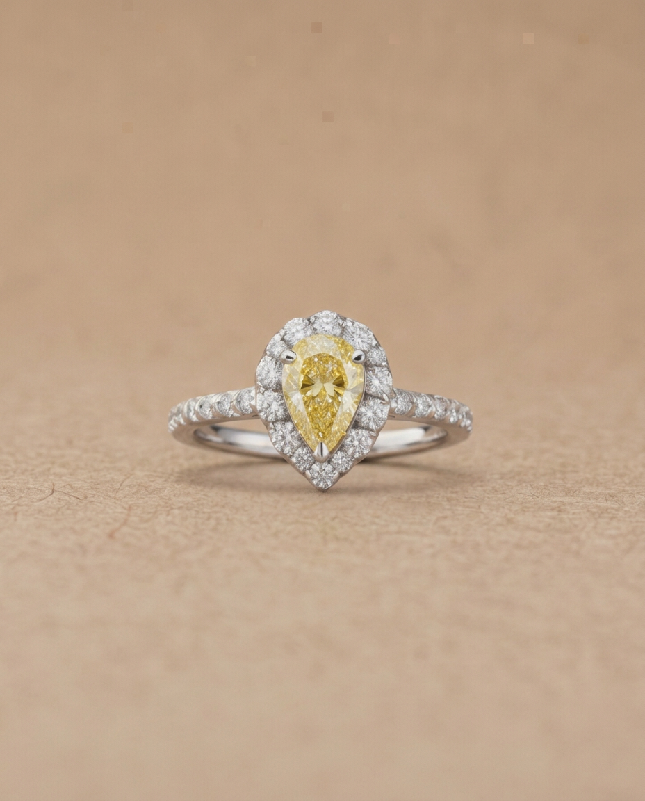 Pear Shape Yellow Engagement Ring
