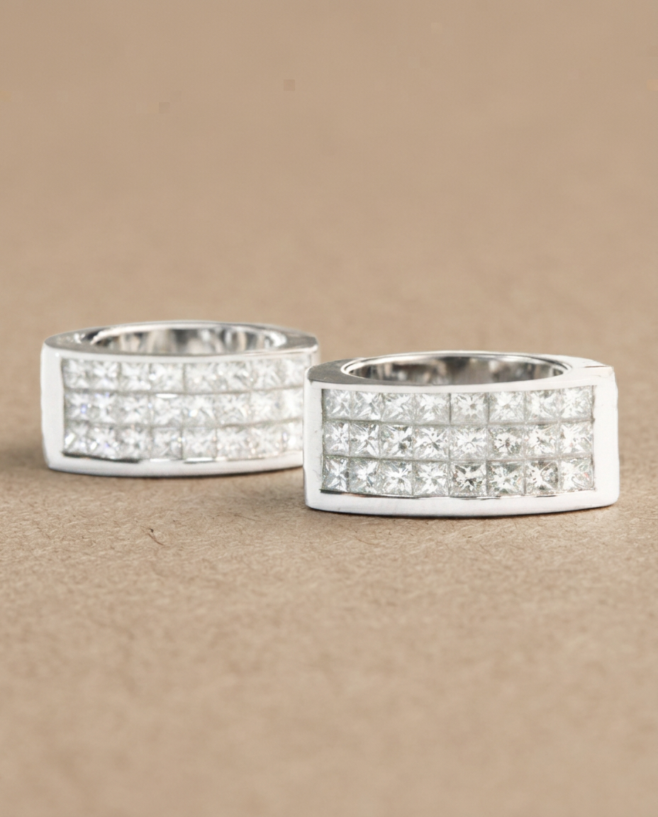 Princess Grid Diamond Earrings
